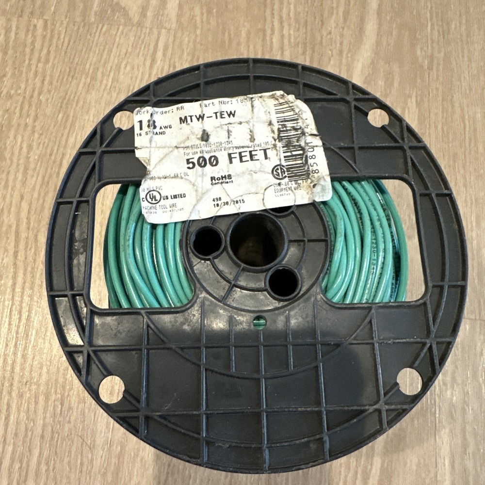 18 AWG (UL) EE83039 Type MTW 600V Class K VW-1. 500 FEET. Resignations 300+